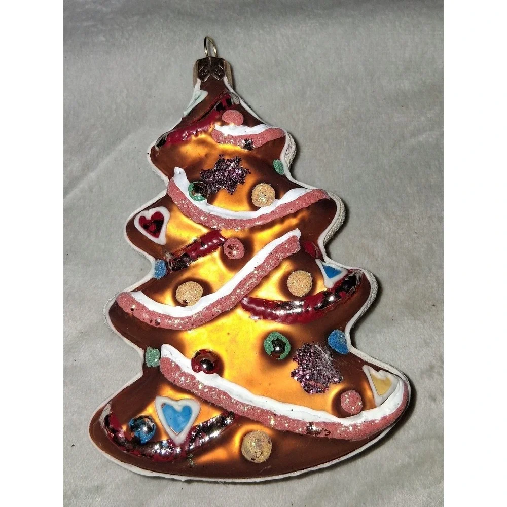 Poland Blown Glass Gingerbread Candy Christmas Tree Ornament 4.25